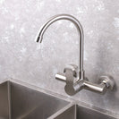 Wall mounted black kitchen faucet single handle double holes hot and cold water faucets