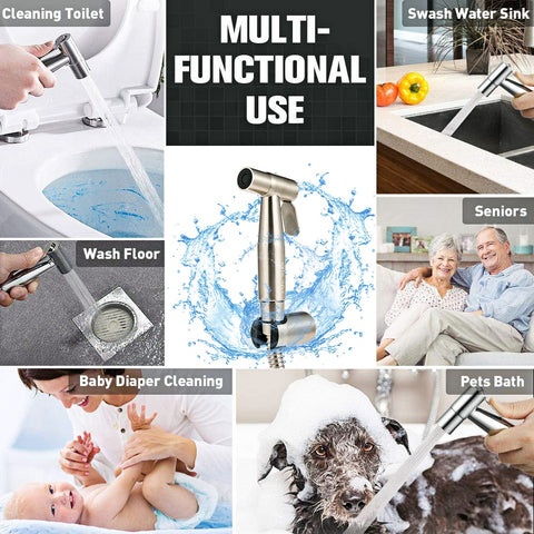 Handheld Toilet Bidet Faucet Sprayer Stainless Steel Bathroom Hand Bidet Spraye Set Toilet Self Cleaning Shower Head No Punch - WELQUEEN