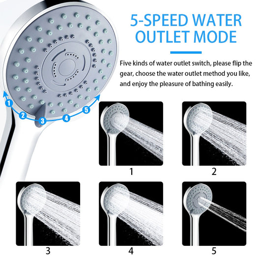 Bathroom Shower Adjustable Jetting Shower Head Water Saving Handheld Adjustable 5 Modes SPA Shower Bath Head Bathroom Accessorie - WELQUEEN