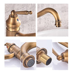 Antique Copper Bathroom Basin Faucet Europe Classic Style Cold And Hot Water Mixer Tap Sink Faucet Deck Mounted Single Handle