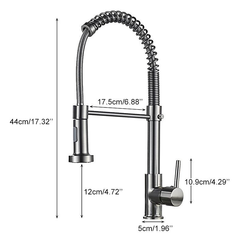 Deck Mounted Flexible Kitchen Faucets Pull Out Mixer Tap Black Hot Cold Kitchen Faucet Spring Style with Spray Mixers Taps - WELQUEEN
