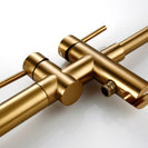 Round Brushed Old Gold Bathtub Mixer Taps High Rise Round Freestanding Spout Shower Faucet Bath Mixer Tap Floor Mounted