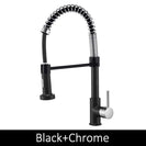 Deck Mounted Flexible Kitchen Faucets Pull Out Mixer Tap Black Hot Cold Kitchen Faucet Spring Style with Spray Mixers Taps