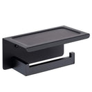 Toilet Paper Holder with Shelf Stainless Steel Paper Roll Holder Wall Mounted Bathroom Hardware Set (Matte Black)