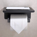 Toilet Paper Holder with Shelf Stainless Steel Paper Roll Holder Wall Mounted Bathroom Hardware Set (Matte Black)