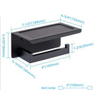 Toilet Paper Holder with Shelf Stainless Steel Paper Roll Holder Wall Mounted Bathroom Hardware Set (Matte Black)