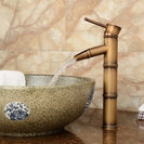 Bathroom Basin Faucet Antique Brass Bamboo Shape Faucet Bronze Finish Sink Faucet Single Handle Hot and Cold Water Mixer Tap