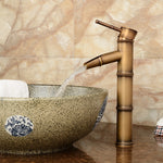 Bathroom Basin Faucet Antique Brass Bamboo Shape Faucet Bronze Finish Sink Faucet Single Handle Hot and Cold Water Mixer Tap