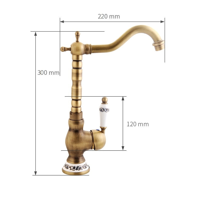 Antique Basin Brass Faucets Bathroom Sink Mixer Deck Faucet Rotate Single Handle Hot And Cold Water Mixer Taps Crane Tap - WELQUEEN