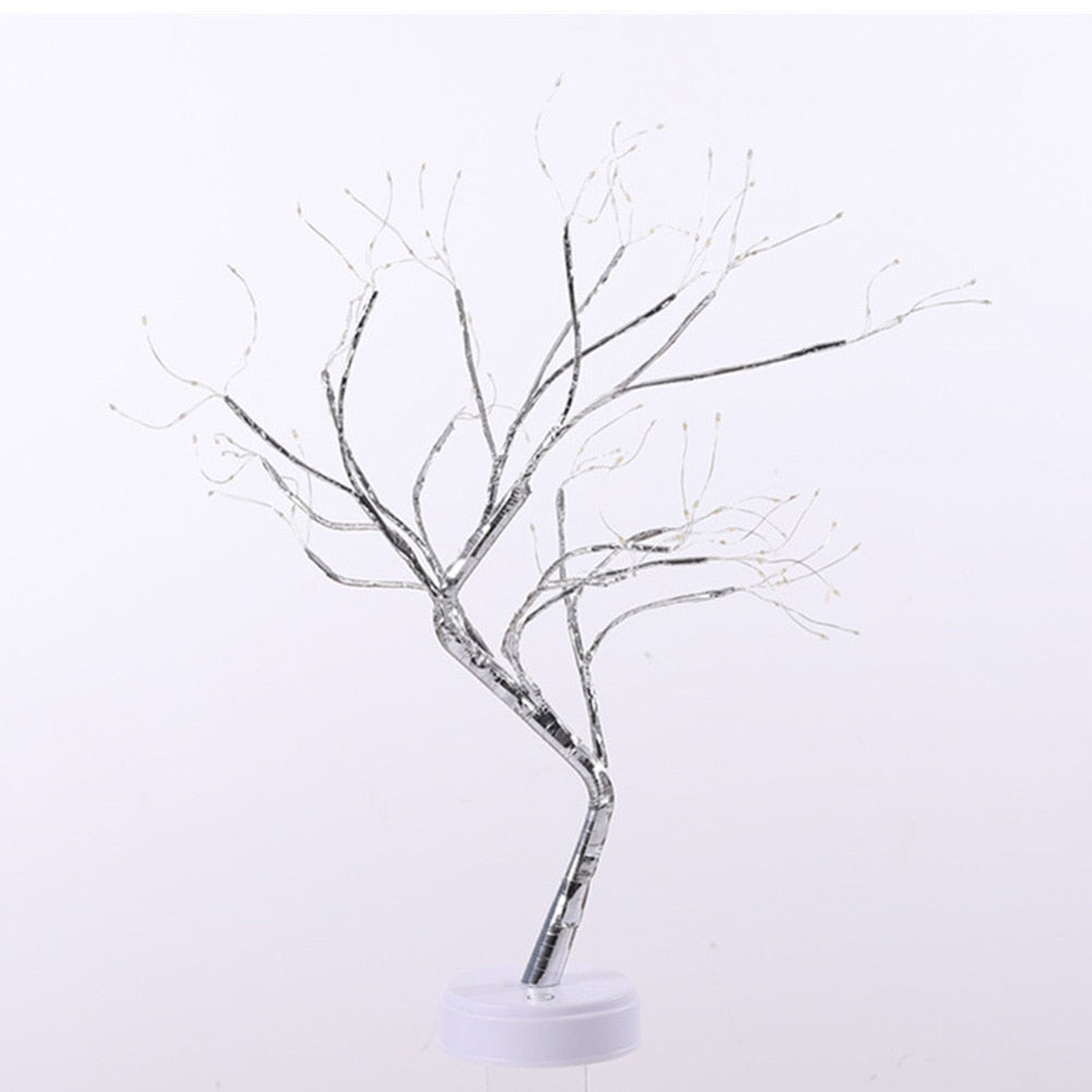 Night Light Home Decoration Bonsai Style Party Cherry Tree Shape LED Light DIY Firework Christmas Gift Plants Switch Copper - WELQUEEN