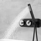 Freestanding Bathtub Faucet Tub Filler Jade Dual Handle Floor Mount Bathroom Faucet with Handheld Shower Bath Mixer Tap