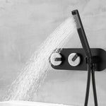 Freestanding Bathtub Faucet Tub Filler Jade Dual Handle Floor Mount Bathroom Faucet with Handheld Shower Bath Mixer Tap