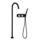 Freestanding Bathtub Faucet Tub Filler Jade Dual Handle Floor Mount Bathroom Faucet with Handheld Shower Bath Mixer Tap