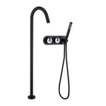 Freestanding Bathtub Faucet Tub Filler Jade Dual Handle Floor Mount Bathroom Faucet with Handheld Shower Bath Mixer Tap