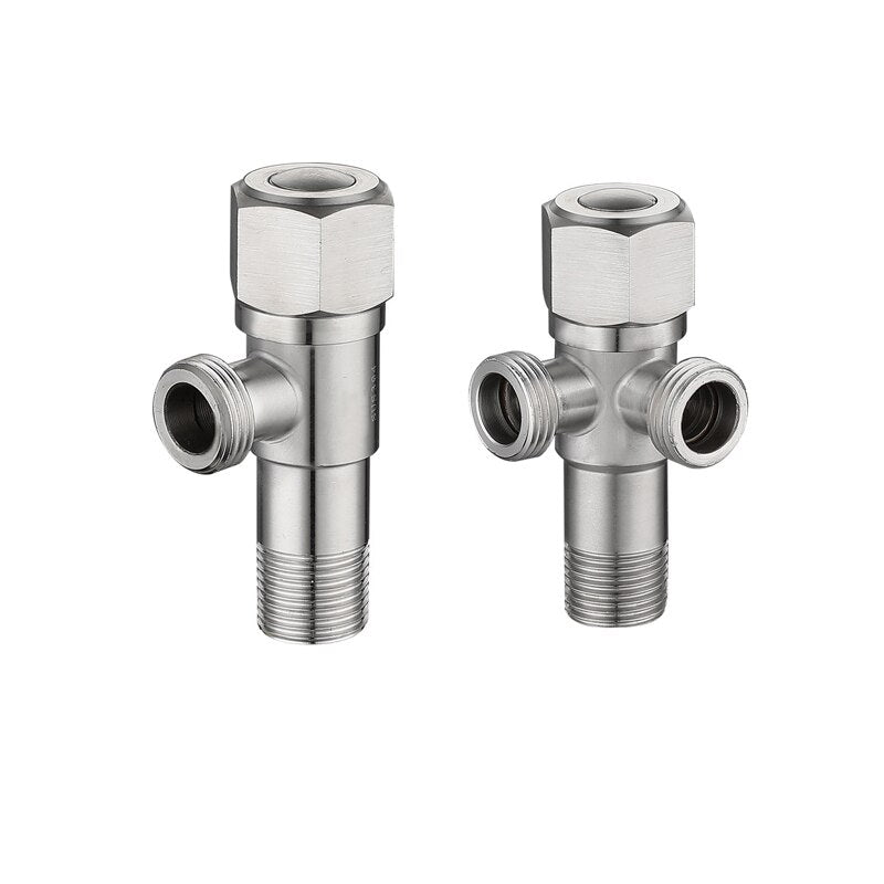 Stainless Steel Angle Valve G1/2 Thread Triangle Valve Hot and Cold Water Valve Bathroom Connector for Toilet Basin Water Heater - WELQUEEN