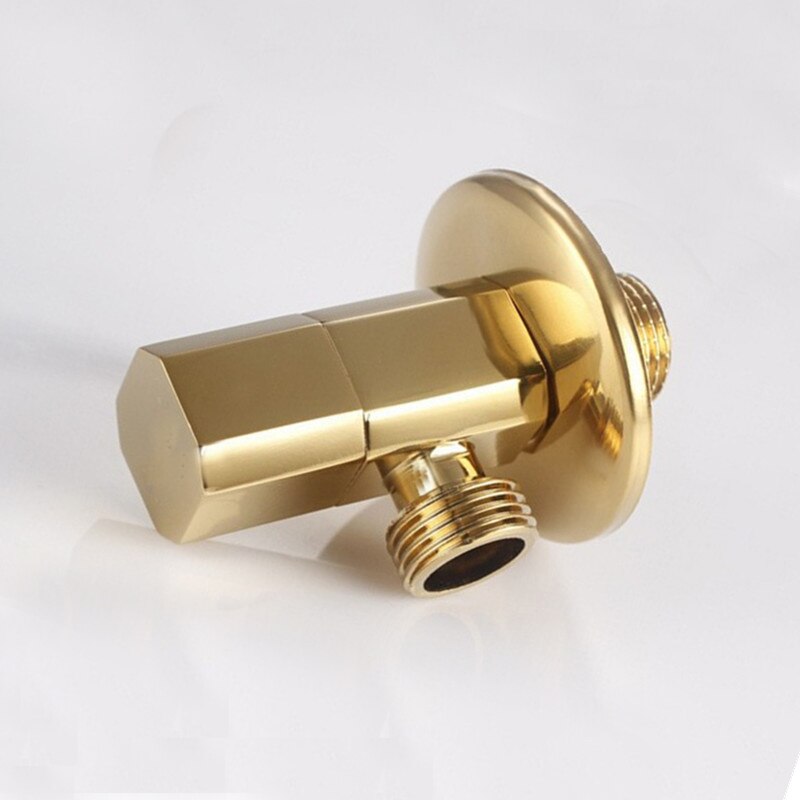 Gold Angle Valve Copper Gold Plated Triangle Valve General Bathroom Valve Water Stop Valve Toilet Triangle - WELQUEEN