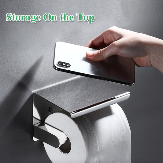 Free-punch 304Stainless Steel Toilet Paper Roll Holder Toilet Paper Towel Rack Anti-rust Waterproof Toilet Paper Shelf Dispenser - WELQUEEN HOME DECOR