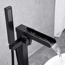 Freestanding Bathtub Faucet Floor Mount Tub Filler Single Handle Brass Tap with Hand Shower and Swivel Spout