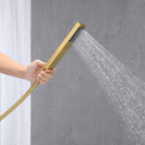 Freestanding Bathtub Faucet Floor Mount Tub Filler Single Handle Brass Tap with Hand Shower and Swivel Spout