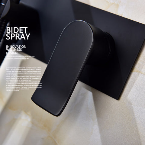 Brass Bidet Spray Set Handheld Bidet Sprayer Matte Black Hot and Cold Mixer for Bathroom with Rough-in Box - WELQUEEN HOME DECOR