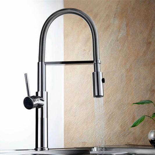 Kitchen Faucet Newly Design 360 Swivel Solid Brass Single Handle Mixer Sink Tap Chrome Hot and Cold Water Kitchen Faucet - WELQUEEN
