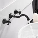 Basin Faucets Wall Mounted Brass Bathroom Sink Basin Mixer Tap Faucet 3 Pcs Black Faucet Dual Handle Sink Mixer Taps