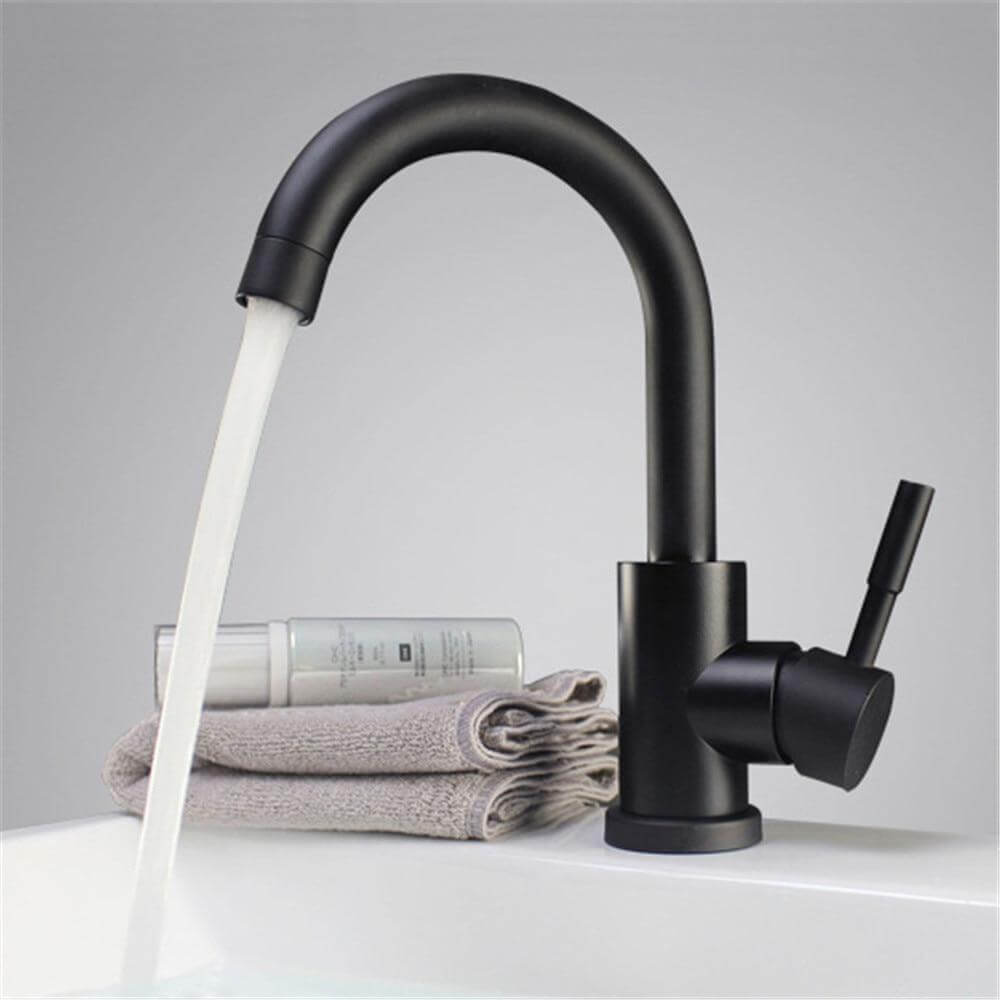 Black and White color 304 Stainless Steel Polished Bathroom Basin Mixer Dual Sink Rotatable Basin Faucet Kitchen Mixer - WELQUEEN
