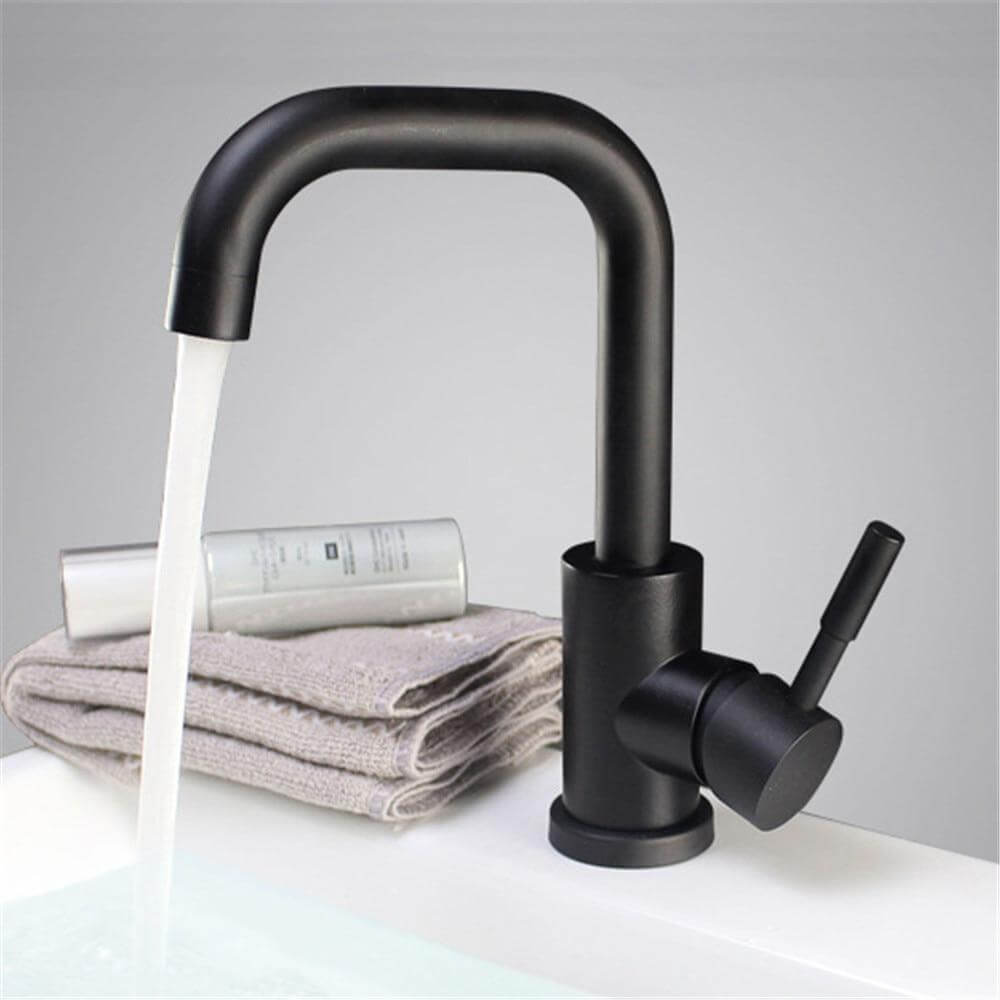 Black and White color 304 Stainless Steel Polished Bathroom Basin Mixer Dual Sink Rotatable Basin Faucet Kitchen Mixer - WELQUEEN