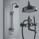 Bathroom Rainfall Shower Mixer Faucet Dual Handle Bath Shower Set Black Brass 8" Showerhead Shower Faucet System