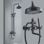 Bathroom Rainfall Shower Mixer Faucet Dual Handle Bath Shower Set Black Brass 8" Showerhead Shower Faucet System