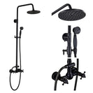 Bathroom Rainfall Shower Mixer Faucet Dual Handle Brass Black Shower Set Faucet Wall Mount Rainfall Shower Mixer Tap