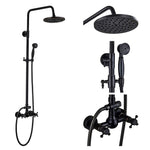 Bathroom Rainfall Shower Mixer Faucet Dual Handle Brass Black Shower Set Faucet Wall Mount Rainfall Shower Mixer Tap