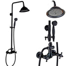 Bathroom Rainfall Shower Mixer Faucet Dual Handle Brass Black Shower Set Faucet Wall Mount Rainfall Shower Mixer Tap