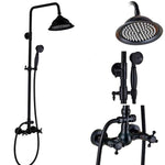 Bathroom Rainfall Shower Mixer Faucet Dual Handle Brass Black Shower Set Faucet Wall Mount Rainfall Shower Mixer Tap