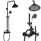 Bathroom Rainfall Shower Mixer Faucet Dual Handle Brass Black Shower Set Faucet Wall Mount Rainfall Shower Mixer Tap