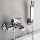 Bathtub Shower Set Wall Mounted Waterfall Bath Faucet | Bathroom Cold and Hot Mixer Taps Brass Chrome