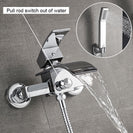 Bathtub Shower Set Wall Mounted Waterfall Bath Faucet | Bathroom Cold and Hot Mixer Taps Brass Chrome