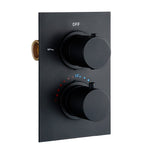 Bathroom Shower Set Matte Black Rain Shower Faucet Wall or Ceiling Mounted Thermostatic Valve System 8-12"Shower Head