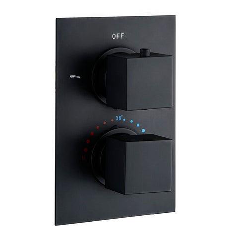 Bathroom Shower Set Matte Black Rain Shower Faucet Wall or Ceiling Mounted Thermostatic Valve System 8-12