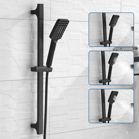 High Quality Black Shower Sliding Bar Wall Mounted Shower Bar Adjustable Sliding Rail Set 3 Function Shower Minimalist Style - WELQUEEN