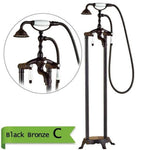 Brass Floor Mounted Tub Sink Faucet Dual Handle Bathroom Freestanding Bathtub Mixer Tap