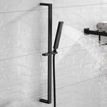 High Quality Square Solid Brass Matte Black Sliding Bar Shower Set Wall Mounted Adjustable Slide Bar with Shower Minimalism
