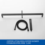 High Quality Square Solid Brass Matte Black Sliding Bar Shower Set Wall Mounted Adjustable Slide Bar with Shower Minimalism