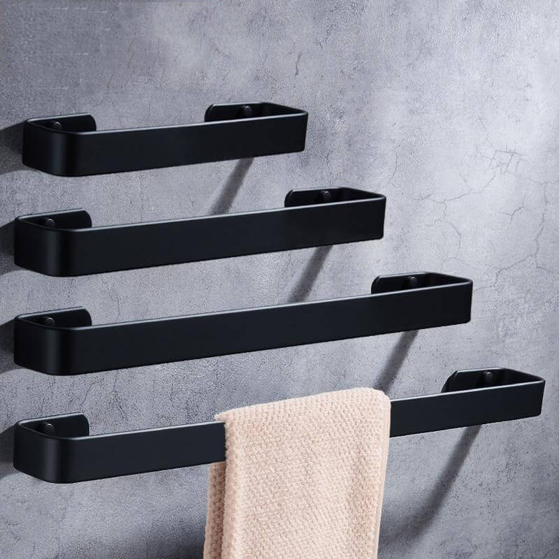 Towel Bar Black Space Aluminum Wall Mounted Single Washroom Towel Rack Hanging Holder Accessories Bathroom Towel Holder Square - WELQUEEN