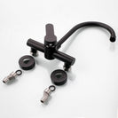 Wall mounted black kitchen faucet single handle double holes hot and cold water faucets