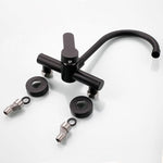 Wall mounted black kitchen faucet single handle double holes hot and cold water faucets