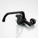 Wall mounted black kitchen faucet single handle double holes hot and cold water faucets