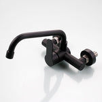 Wall mounted black kitchen faucet single handle double holes hot and cold water faucets