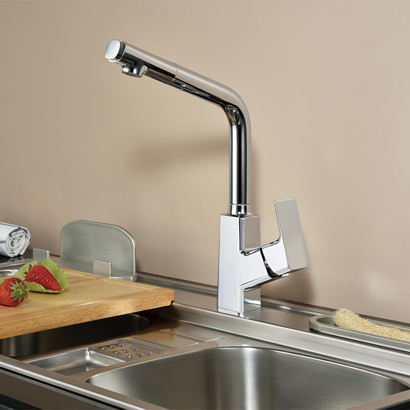 New Pull-down Kitchen Faucet | Brass Pull Out Kitchen Mixers | Chrome Kitchen Sink Faucet - WELQUEEN